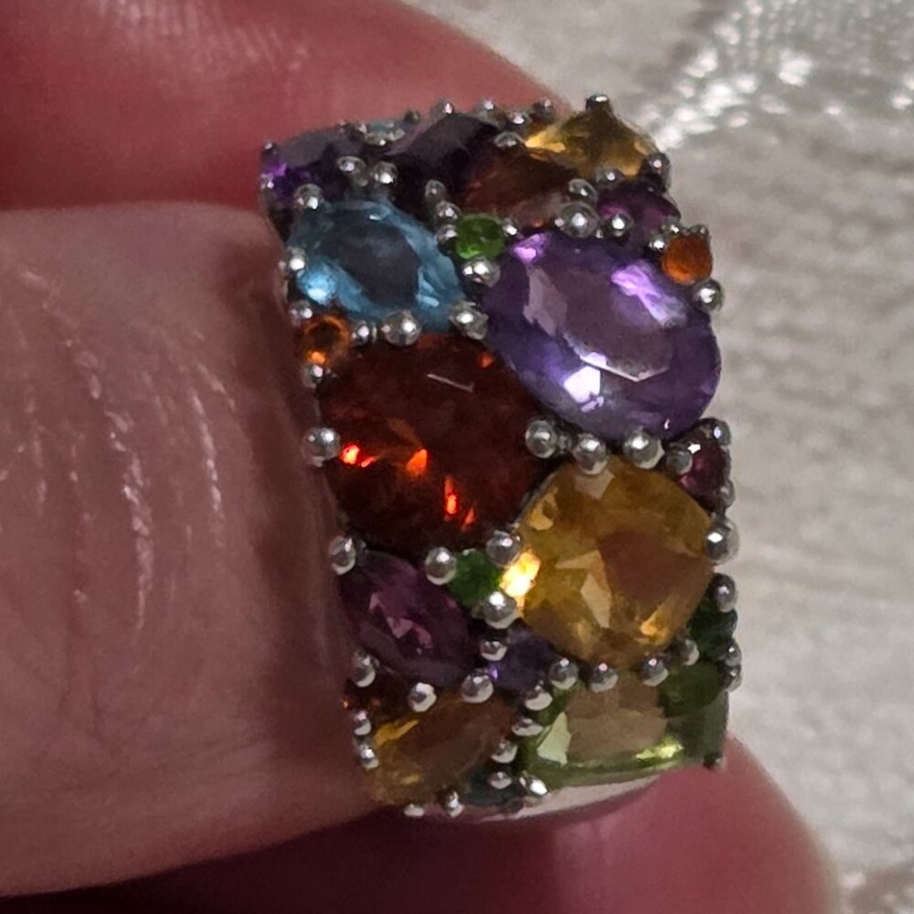 Multi Gem Silver Ring - image 2